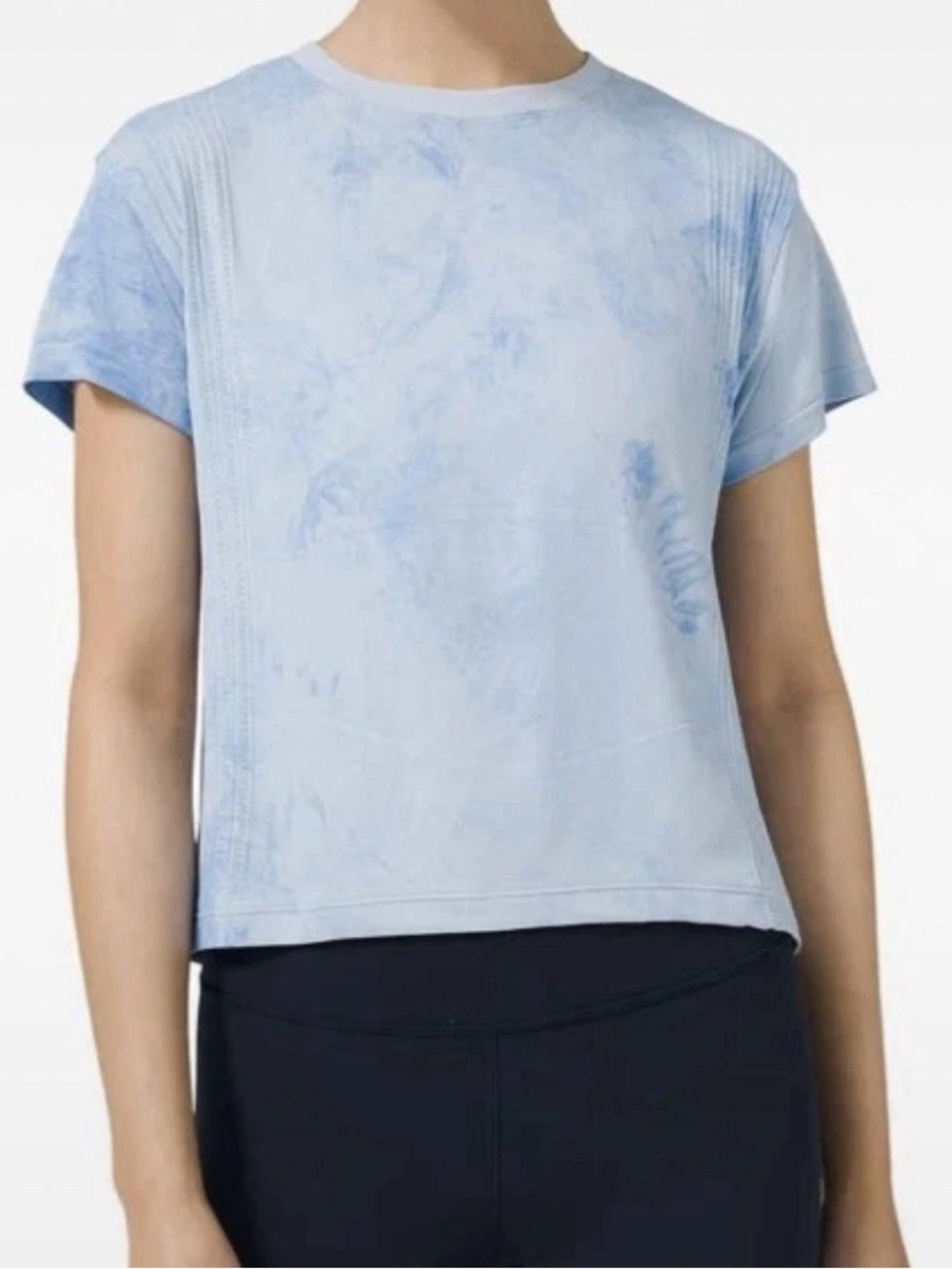 Rare Lululemon Train To Be Short Sleeve Blue Tie-Dye Mesh Shirt Estimate Size 6